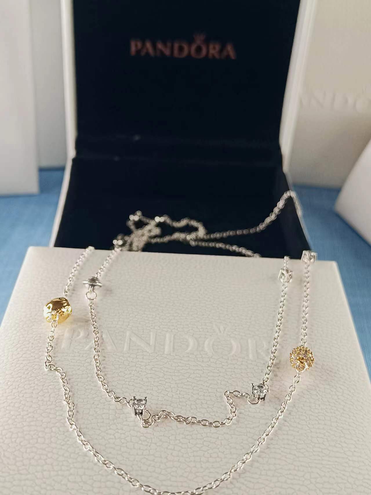 Two-tone Sparkling Solar System Long Necklace 100CM