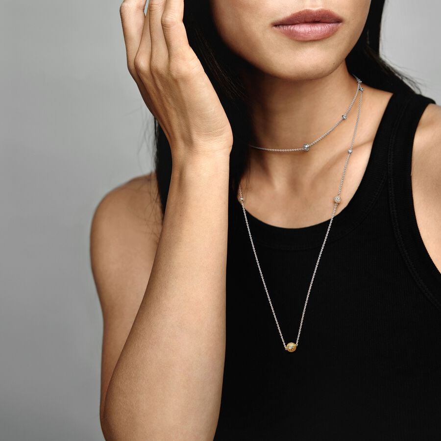 Two-tone Sparkling Solar System Long Necklace 100CM
