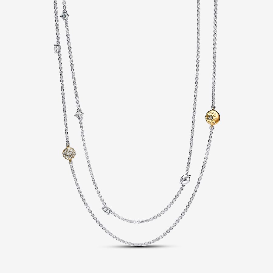 Two-tone Sparkling Solar System Long Necklace 100CM