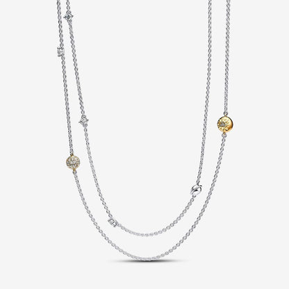 Two-tone Sparkling Solar System Long Necklace 100CM