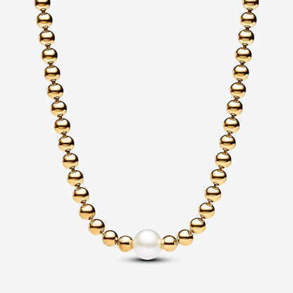 Treated Freshwater Cultured Pearl & Beads Collier Necklace Gold plated 45CM