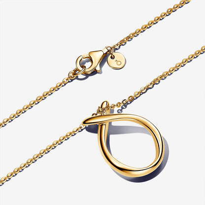 Gold Organically Shaped Pendant Necklace 50CM