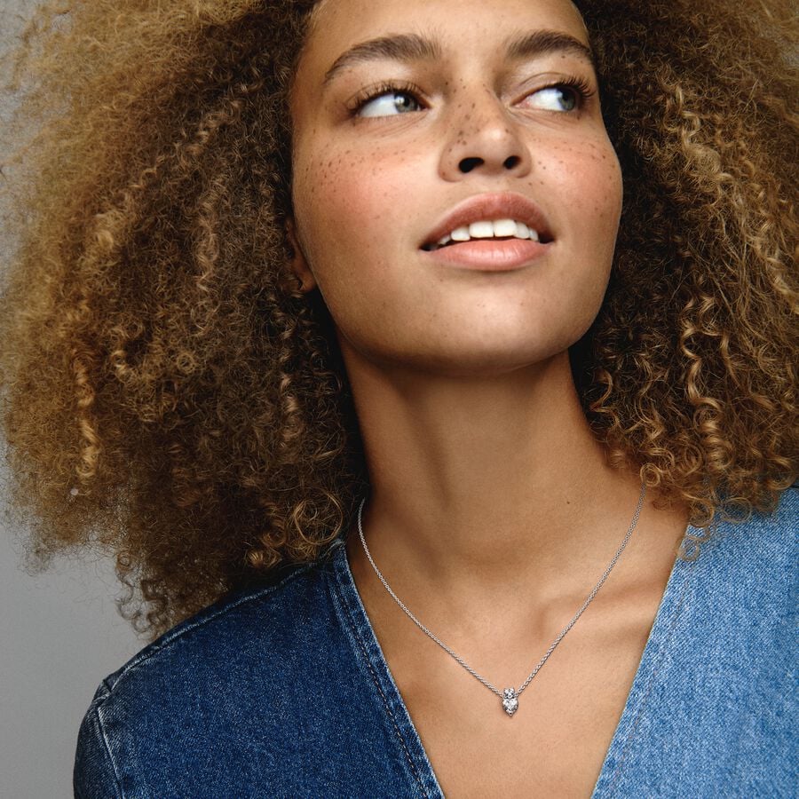 Double Heart Pendant Sparkling Collier Necklace