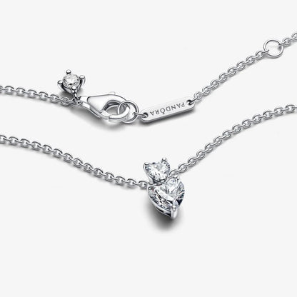 Double Heart Pendant Sparkling Collier Necklace