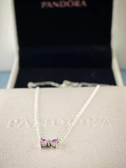 Rose Sparkling Bow Necklace