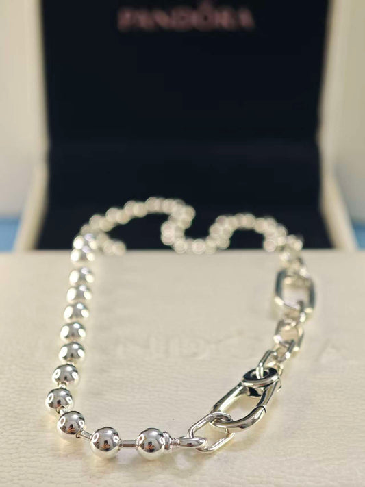 ME Metal Bead & Link Chain Necklace