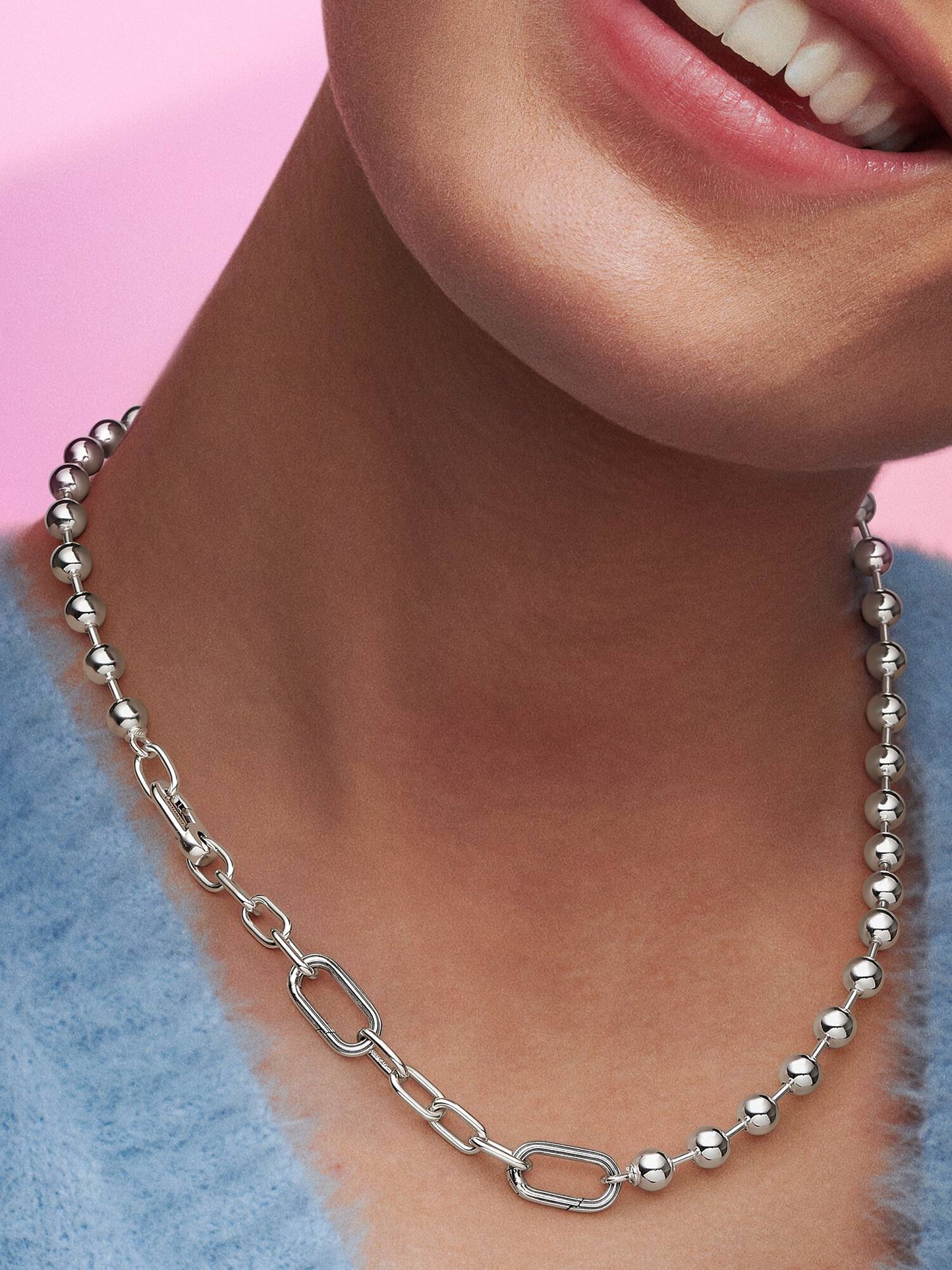 ME Metal Bead & Link Chain Necklace