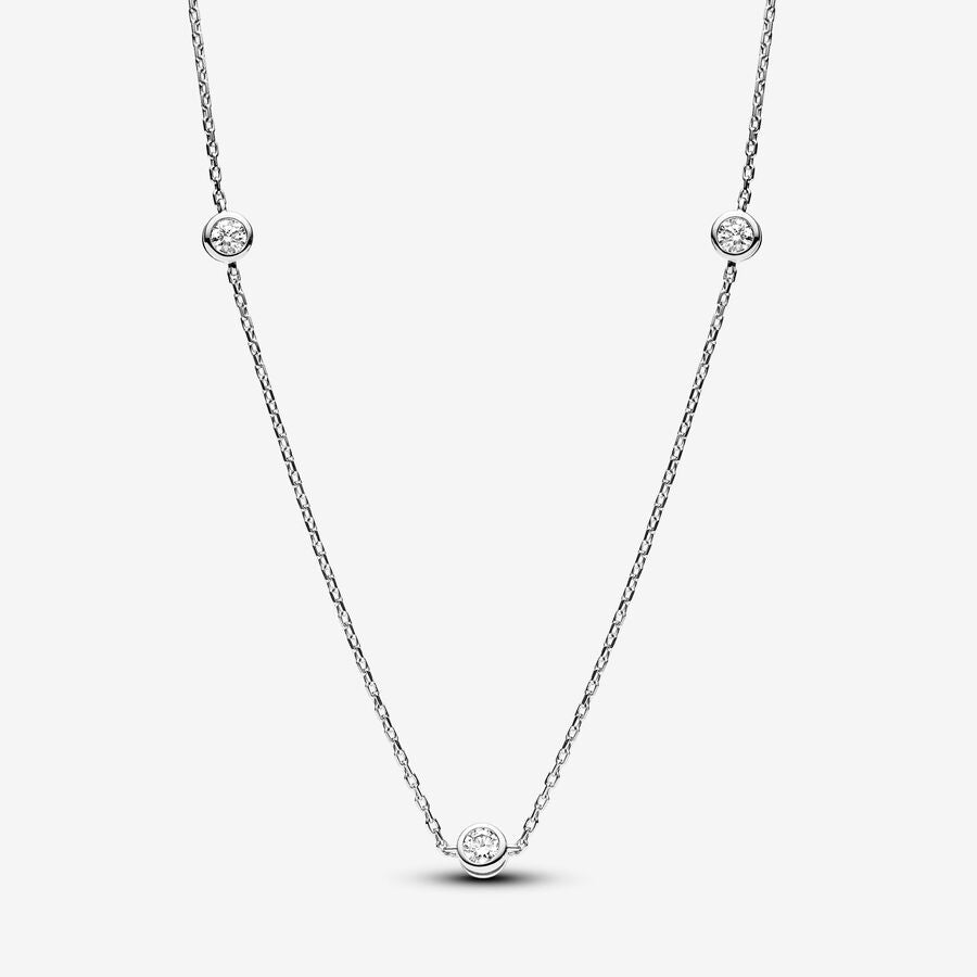 Era Bezel Lab-grown Diamond Station Necklace Sterling Silver 50CM