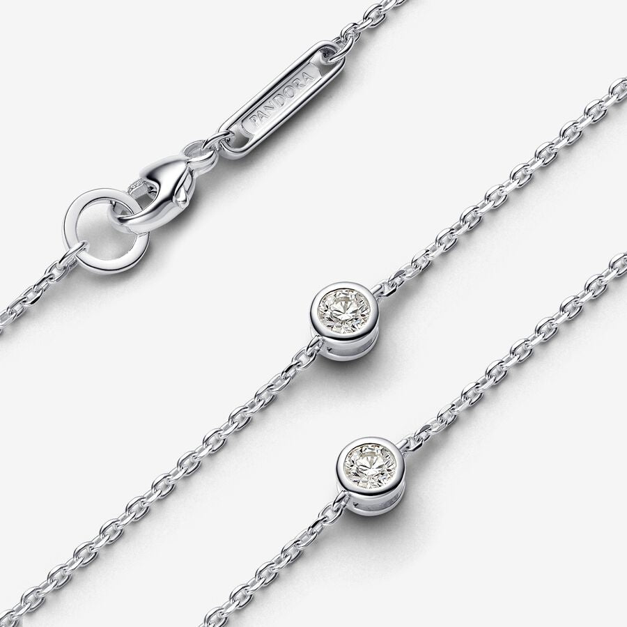 Era Bezel Lab-grown Diamond Station Necklace Sterling Silver 50CM