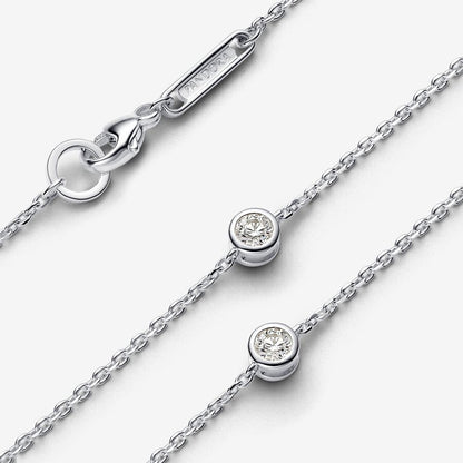 Era Bezel Lab-grown Diamond Station Necklace Sterling Silver 50CM