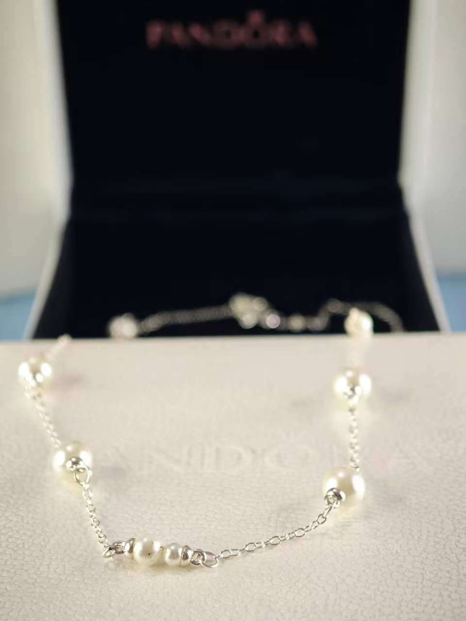 Treated Freshwater Cultured Pearl Station Chain Necklace 45CM