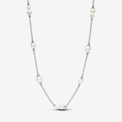 Treated Freshwater Cultured Pearl Station Chain Necklace 45CM