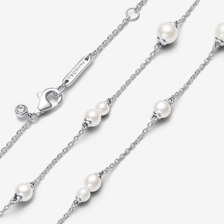 Treated Freshwater Cultured Pearl Station Chain Necklace 45CM