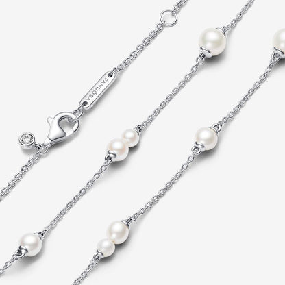 Treated Freshwater Cultured Pearl Station Chain Necklace 45CM