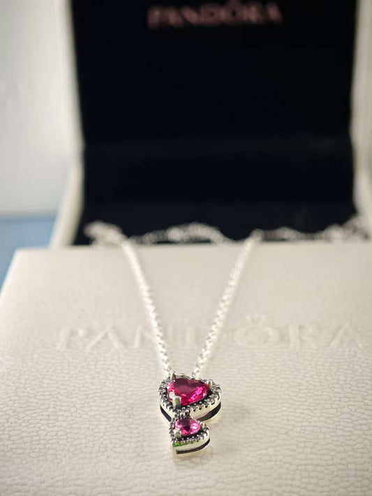 Red Halo Hearts Pendant Necklace