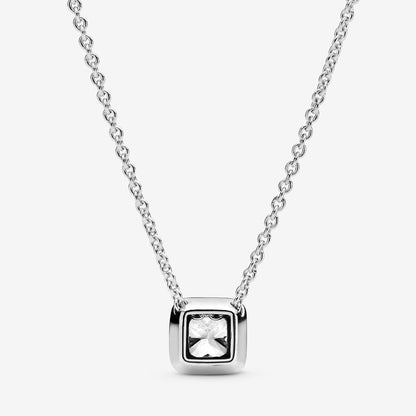 Timeless Elegance Square Sparkle Halo Necklace 45CM
