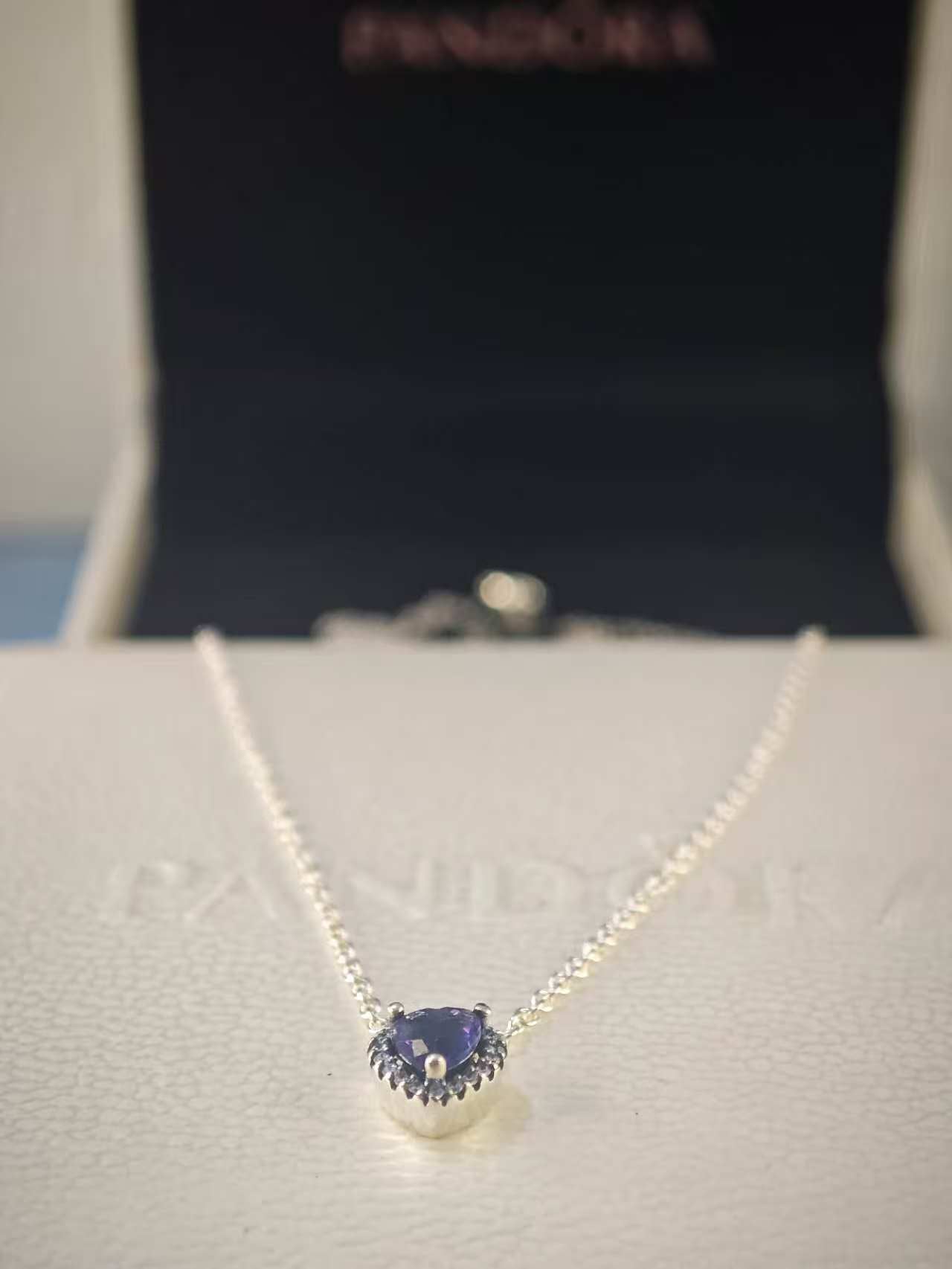 Sterling Silver Elevated Purple Heart Necklace