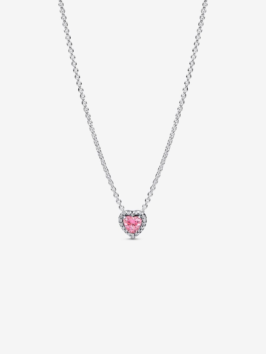 Elevated Pink Heart Necklace Sterling Silver