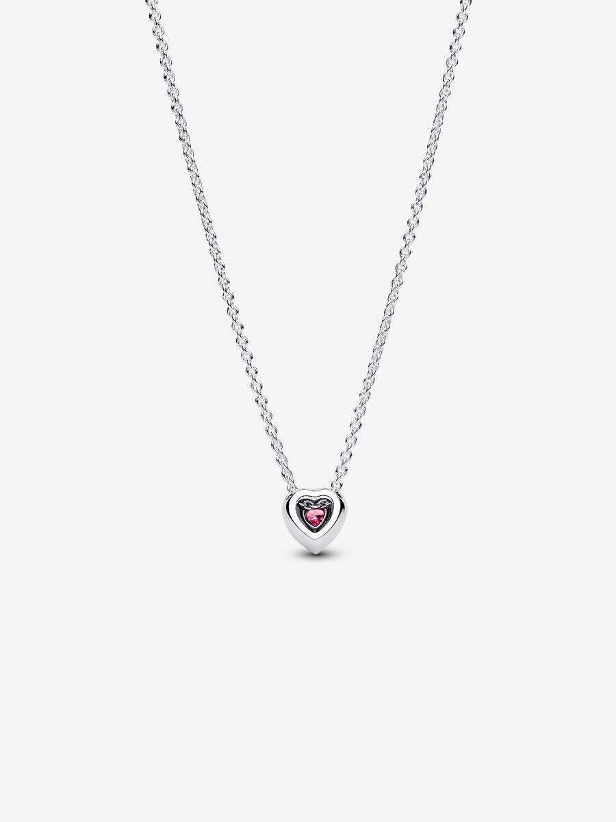 Elevated Pink Heart Necklace Sterling Silver