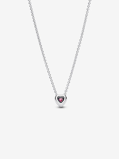 Elevated Pink Heart Necklace Sterling Silver