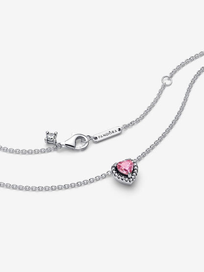 Elevated Pink Heart Necklace Sterling Silver