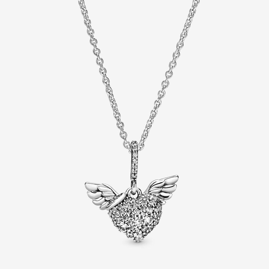 Pavé Heart & Angel Wings Dangle Charm