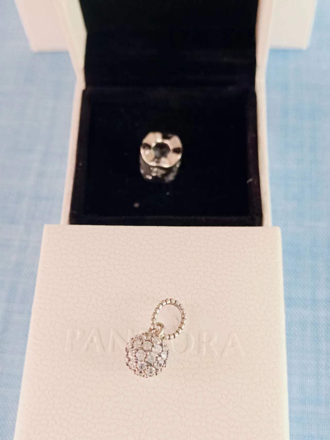 Silver Pave Ball Pendant 