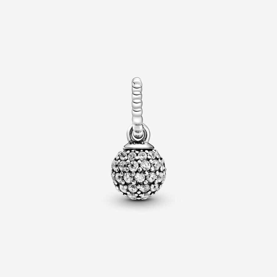 Silver Pave Ball Pendant 