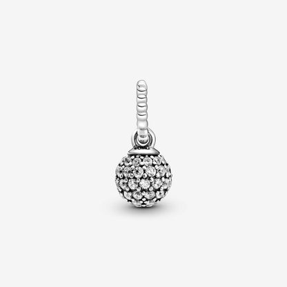 Silver Pave Ball Pendant 