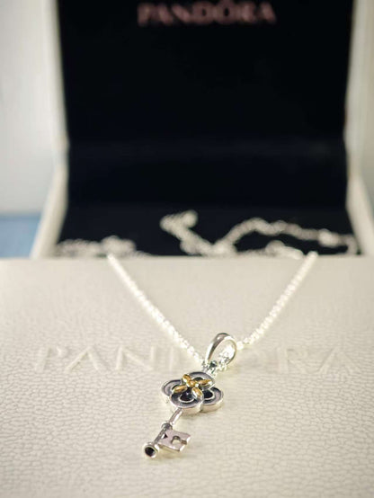 Key and Flower Two-Tone Necklace