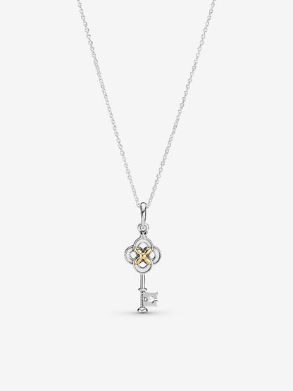 Key and Flower Two-Tone Necklace