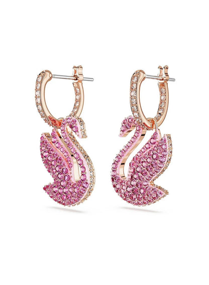 Iconic Swan Hoop Earrings, Rose-Gold Tone Plated