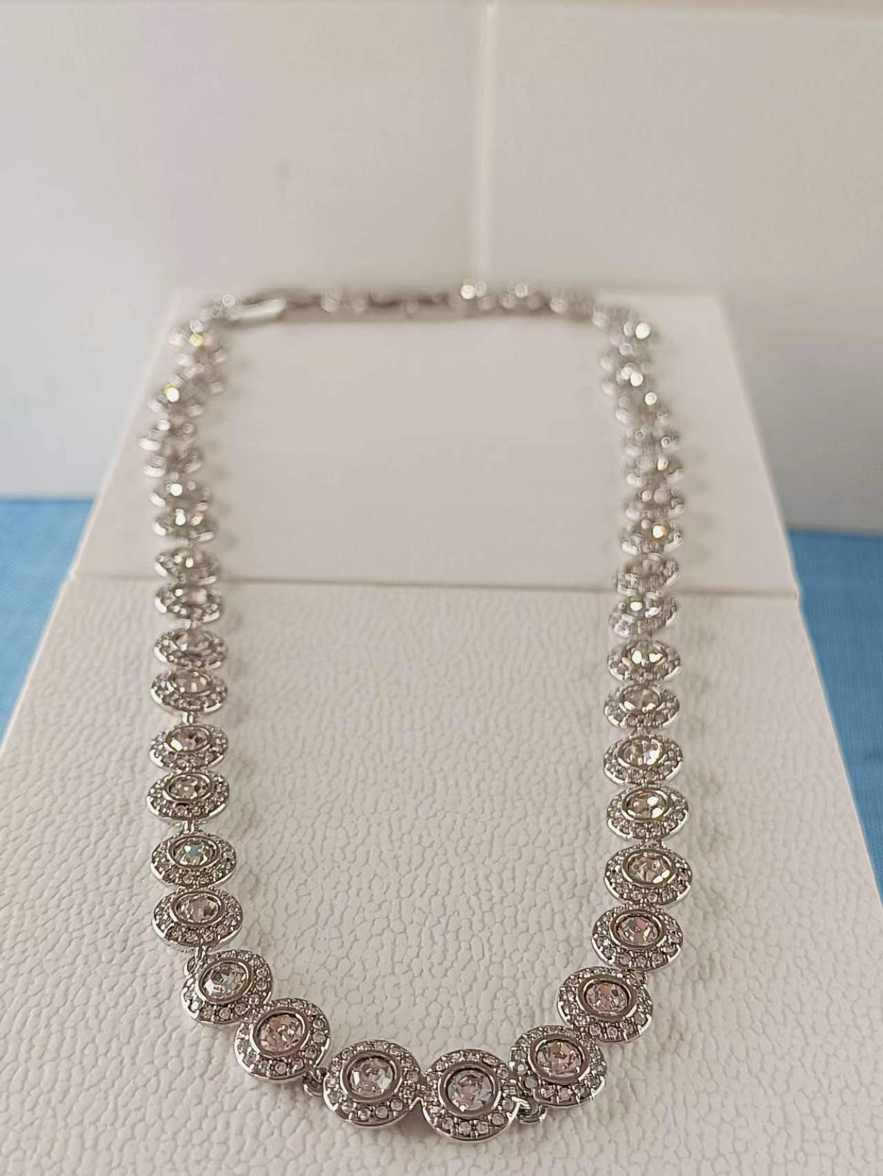 Una Angelic Tennis Necklace, Round cut, White, Rhodium plated