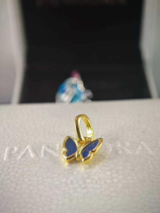 Blue Butterfly Mini Dangle Charm Gold Plating