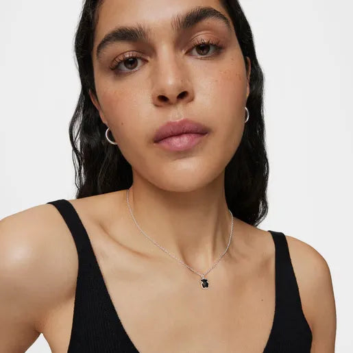 Silver Bear Color Necklace