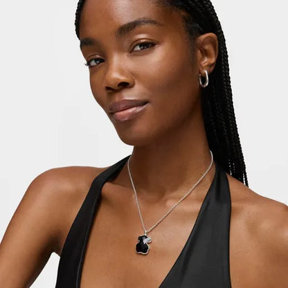 Silver and faceted onyx Color Pendant