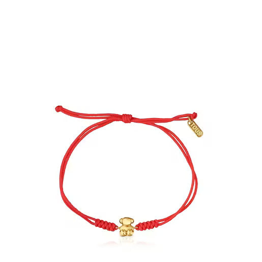 Red nylon and gold bear Bracelet Bold Bear
