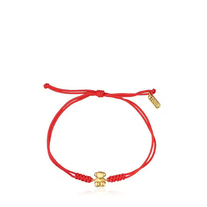 Red nylon and gold bear Bracelet Bold Bear