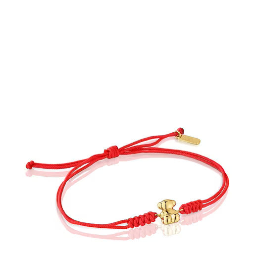 Red nylon and gold bear Bracelet Bold Bear
