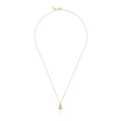 Short gold and diamonds bear Necklace Lligat