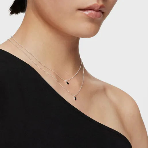 Mini Onix Necklace in Silver with Onyx 0,4cm.