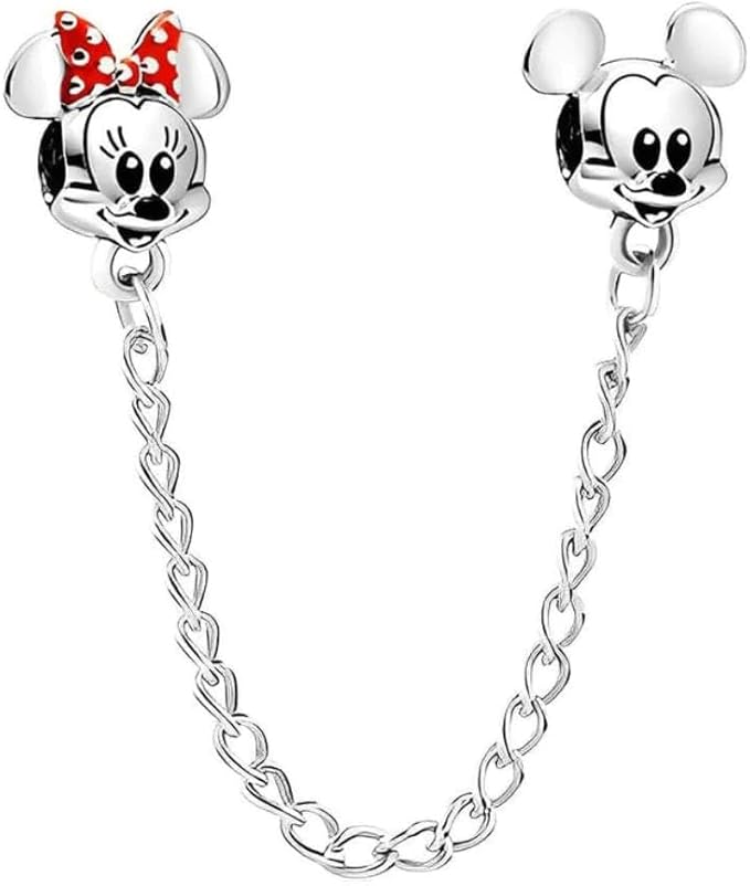 Disney Mickey and Minnie Mouse Silver Safety Chain