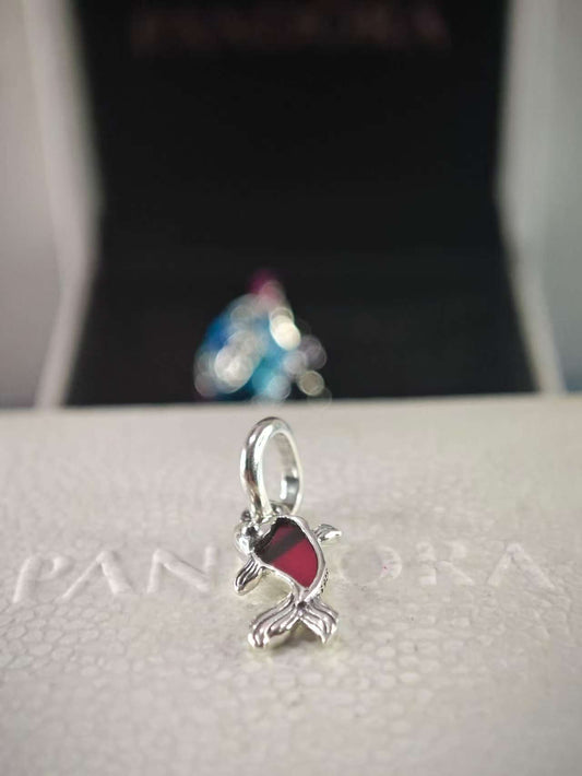 Red Murano Glass Koi Fish Mini Dangle Charm