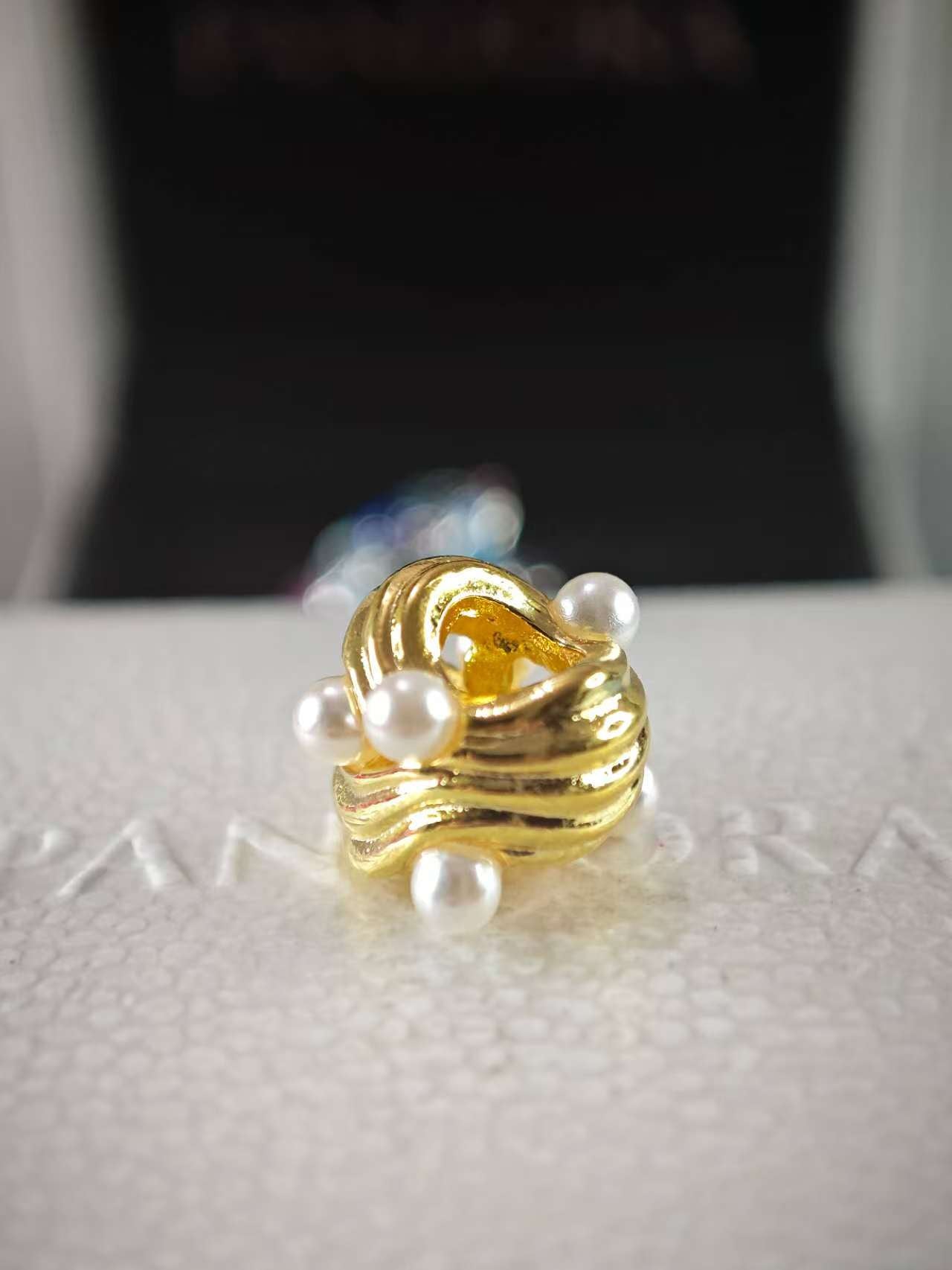 Abstract Waves Charm Gold Plating