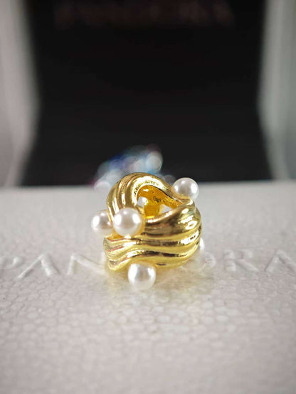 Abstract Waves Charm Gold Plating
