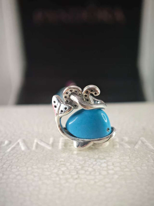 Turquoise-colored Whale Dangle Charm
