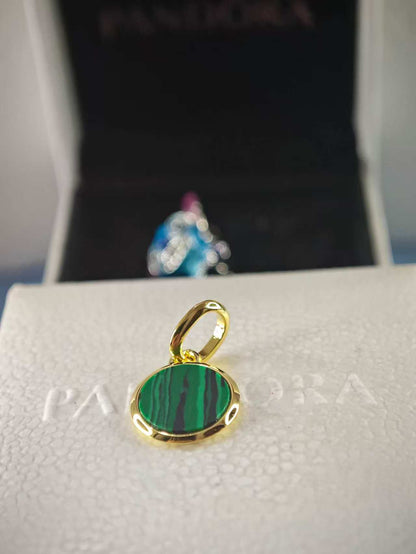 Green Engravable Mini Medallion Charm Gold Plating