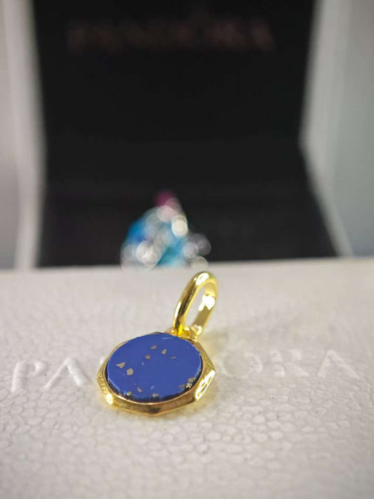 Blue Engravable Mini Medallion Charm Gold Plating