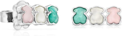 Mini Colour Earrings Made of Silver with Gemstones, Sterling Silver