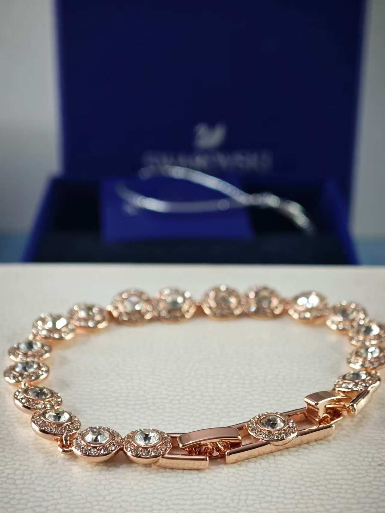 Una Angelic bracelet, Round cut, Pavé, Medium, White, Rose gold-tone plated
